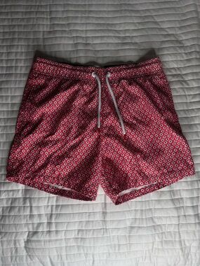 ABERCROMBIE & Fitch Red Geo-Print Swim Trunks